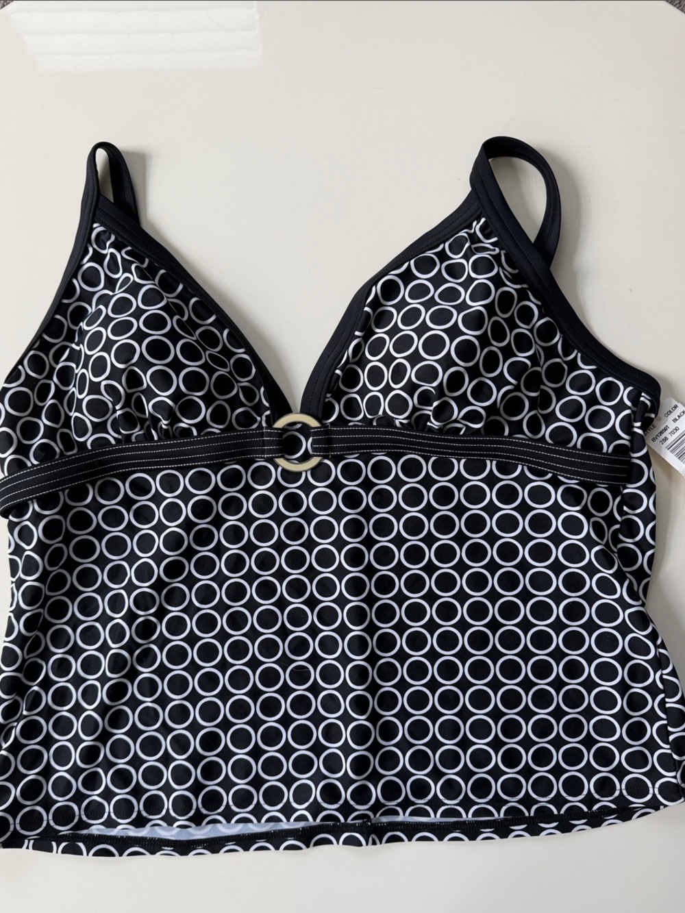 Christina Black & White Circle-Print Camisole Tankini